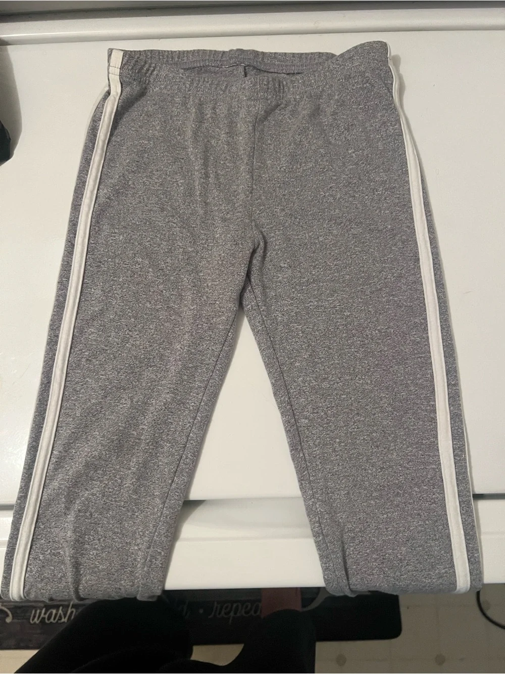 SO Gray Kids Leggings with White Side Stripes